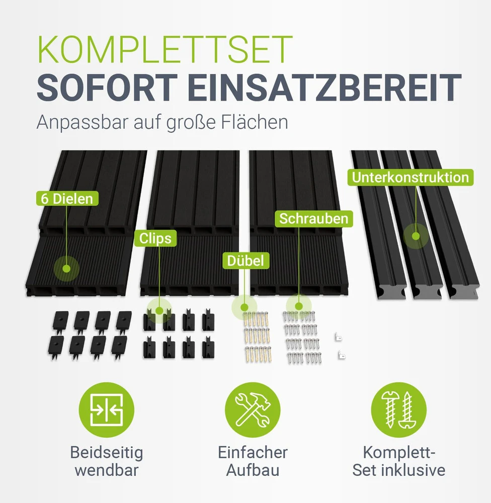 Juskys WPC terasos lentos 20 m² antracito spalvos