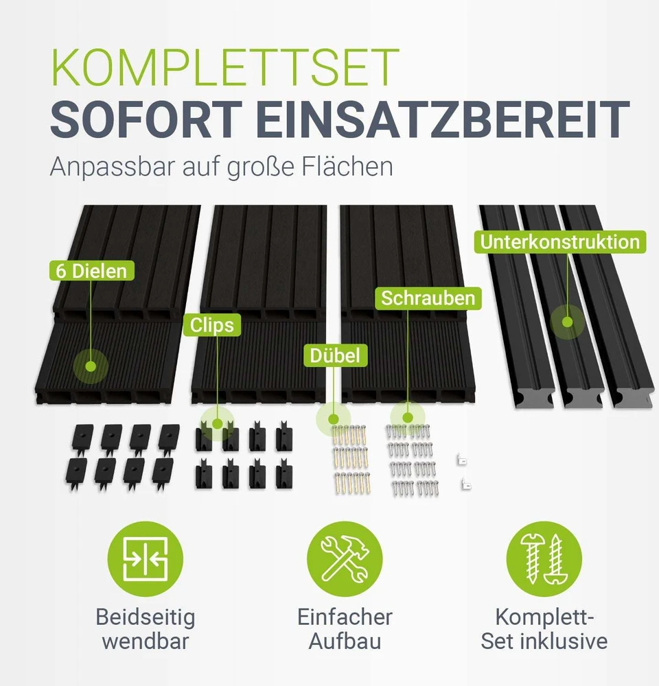 Juskys WPC terasos lentos 4 m² antracito spalvos