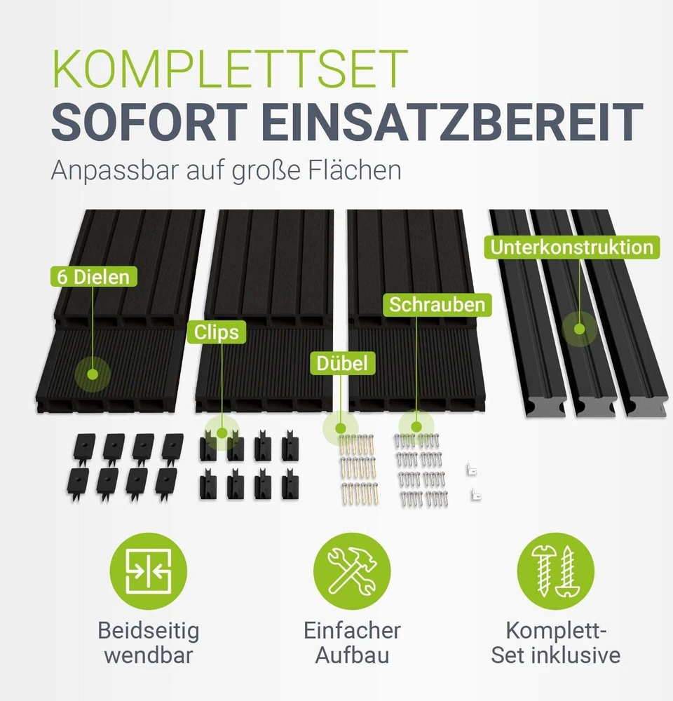 Juskys WPC terasos lentos 6 m² antracito spalvos