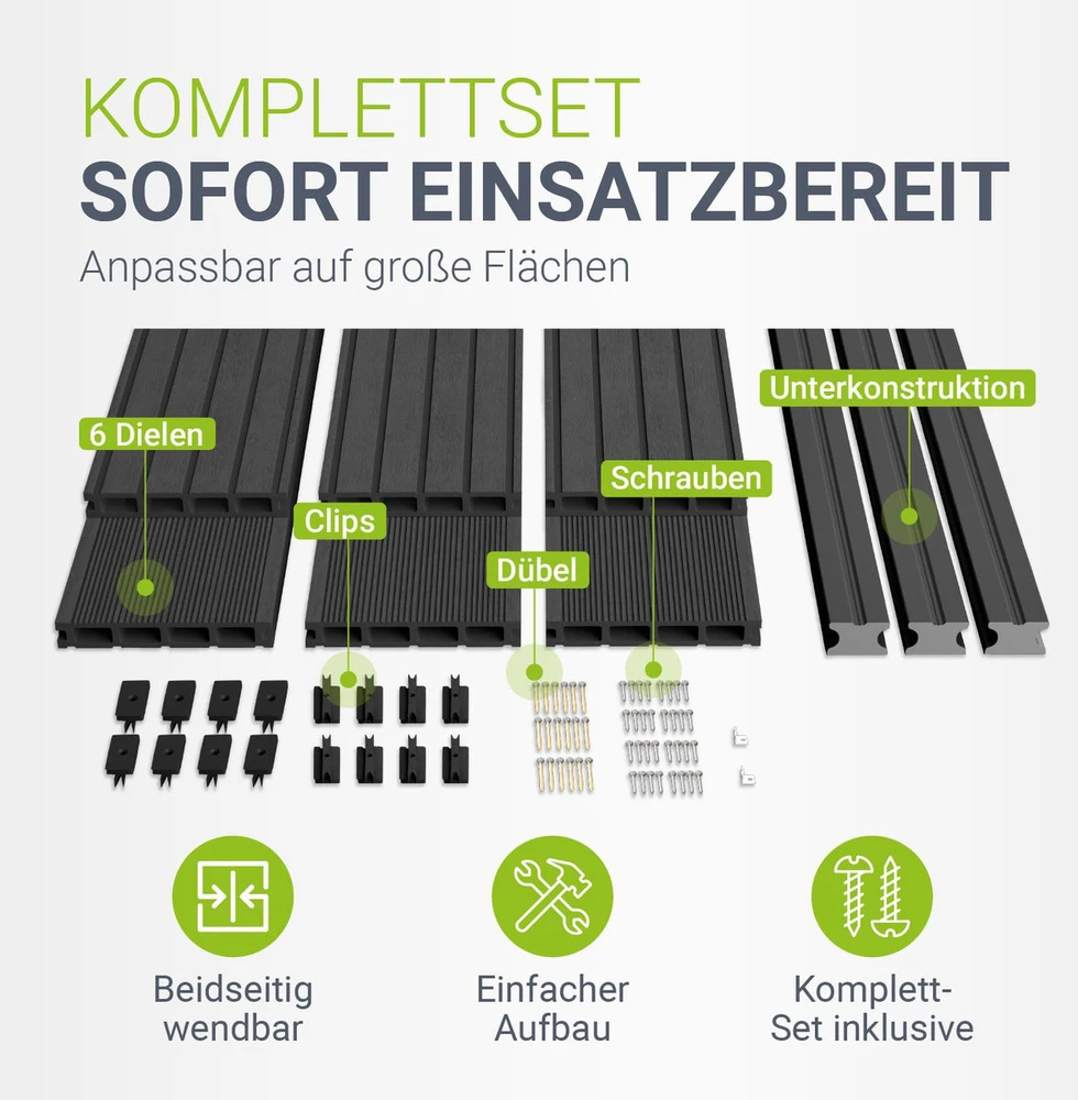 Juskys WPC terasos lentos 6 m² pilkos spalvos