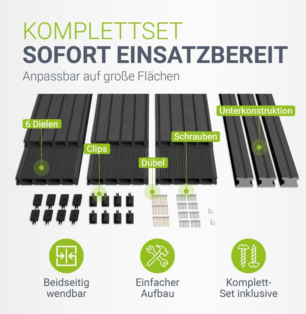 Juskys WPC terasos lentos 6 m² pilkos spalvos