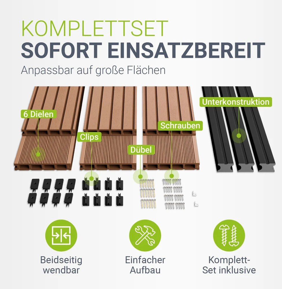 Juskys WPC terasos lentos 8 m² ąžuolo spalvos