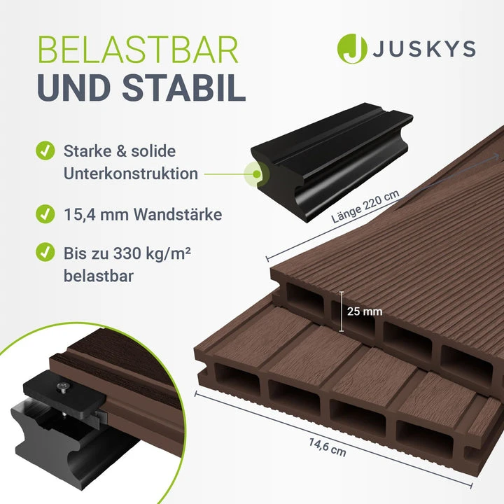 Juskys WPC terasos lentų rinkinys 2 m² rudos spalvos