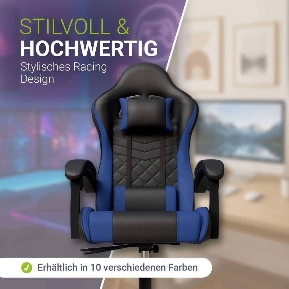 Juskys Žaidimų kėdė HyperSeat 63x67x121–131 cm juoda/mėlyna