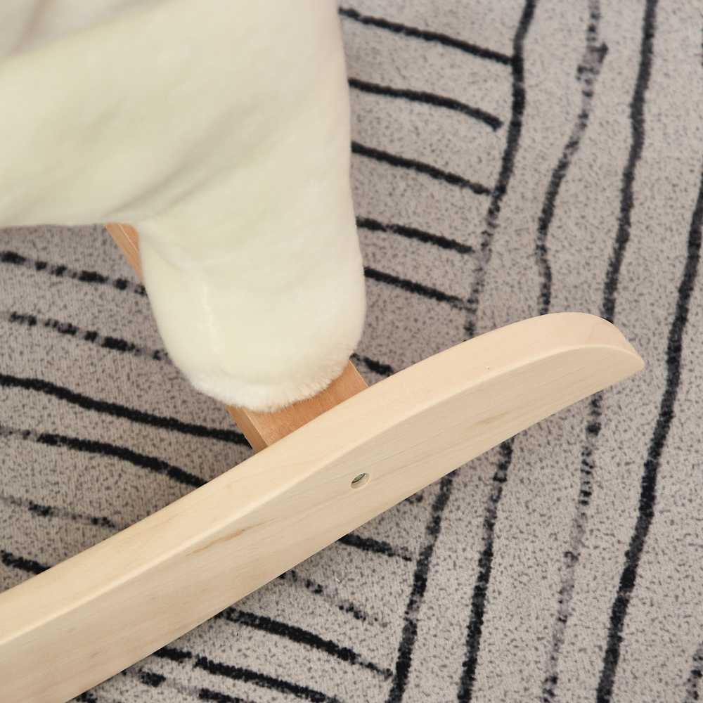 HOMCOM vaikiškas supamasis arkliukas, kūdikių supamas žaislas su garsais, rankenomis, 18-36 mėnesių vaikams, pliušinis, baltas/rožinis, 70 x 28 x 57 cm
