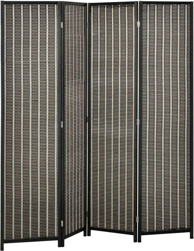HOMCOM 4 dalių bambukinė širma 180 x 180 cm, sulankstoma kambario pertvara, ruda