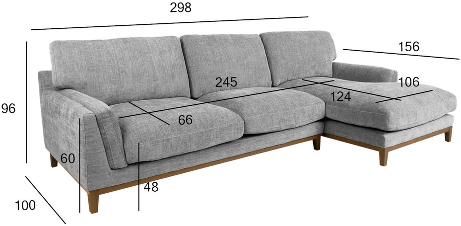 Kampinė sofa BASIL dešinioji kampinė, pilka