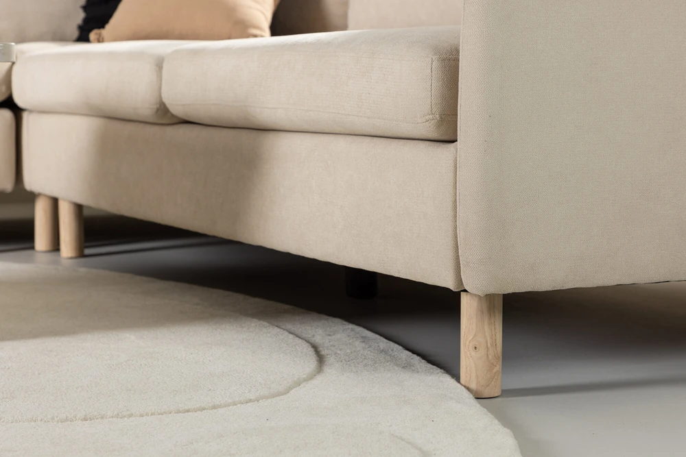 Kampinis sofa, Zero, 295x195 cm, kreminis