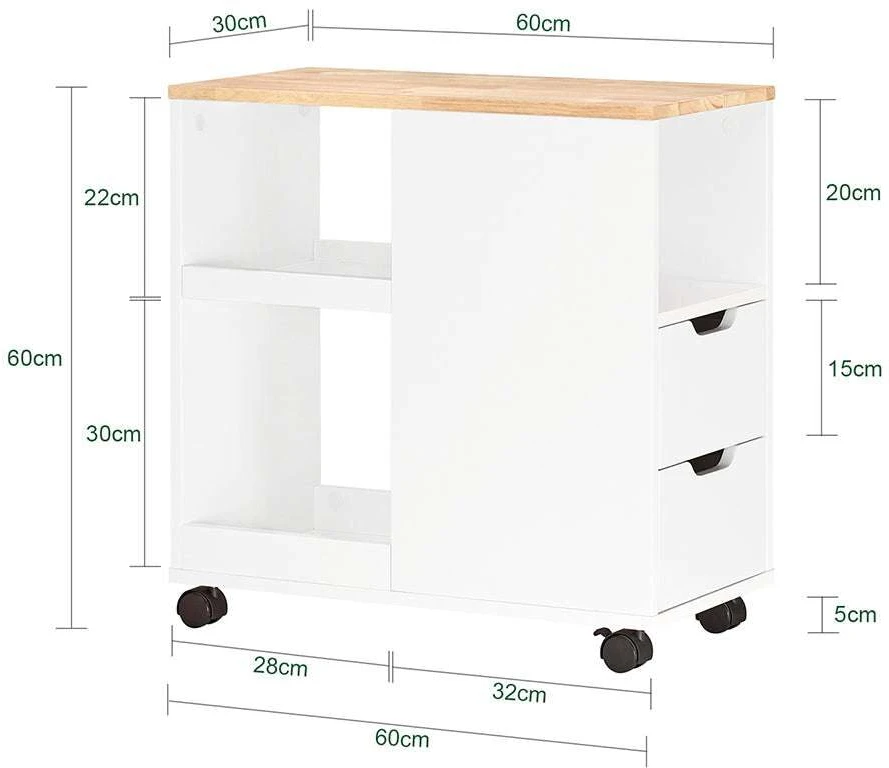 Sobuy Sofa staliukas, staliukas daiktams laikyti, šoninis staliukas su ratukais FBT130-WN