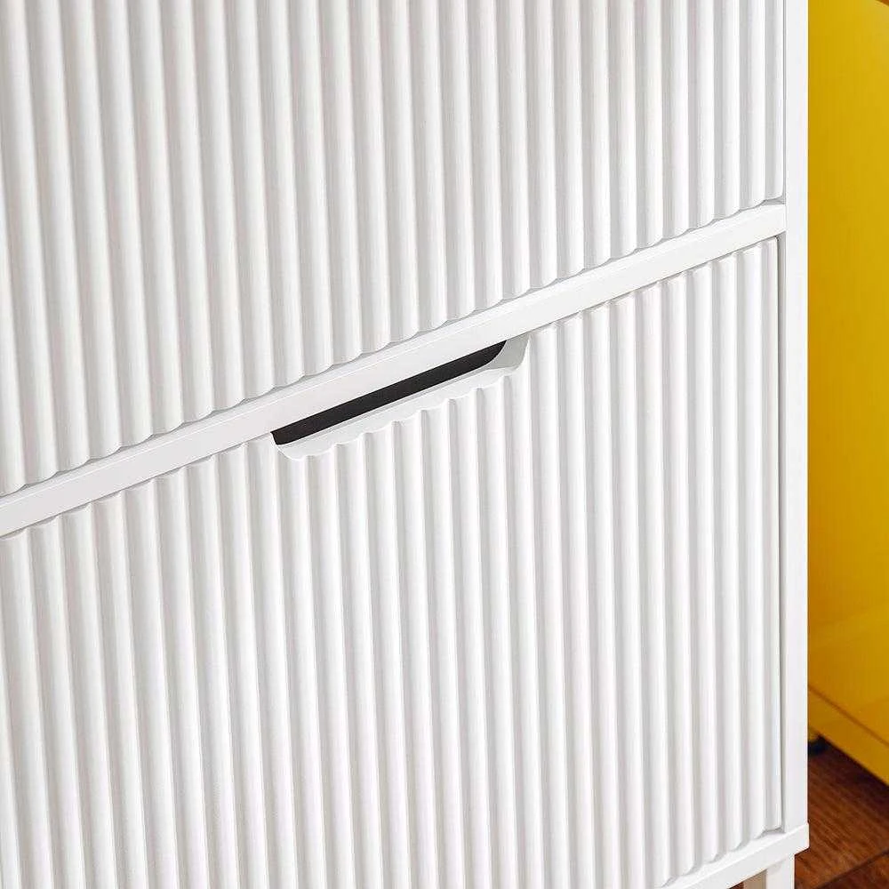 SoBuy batų spintelė su 4 skyriais, batų lentyna, batų laikymo spintelė, 4 skyriai, FSR177-L-W