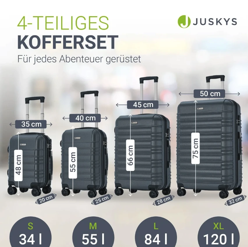 Kelioninis Juskys Kietasis lagaminų rinkinys Rom 4 vnt antracito spalvos