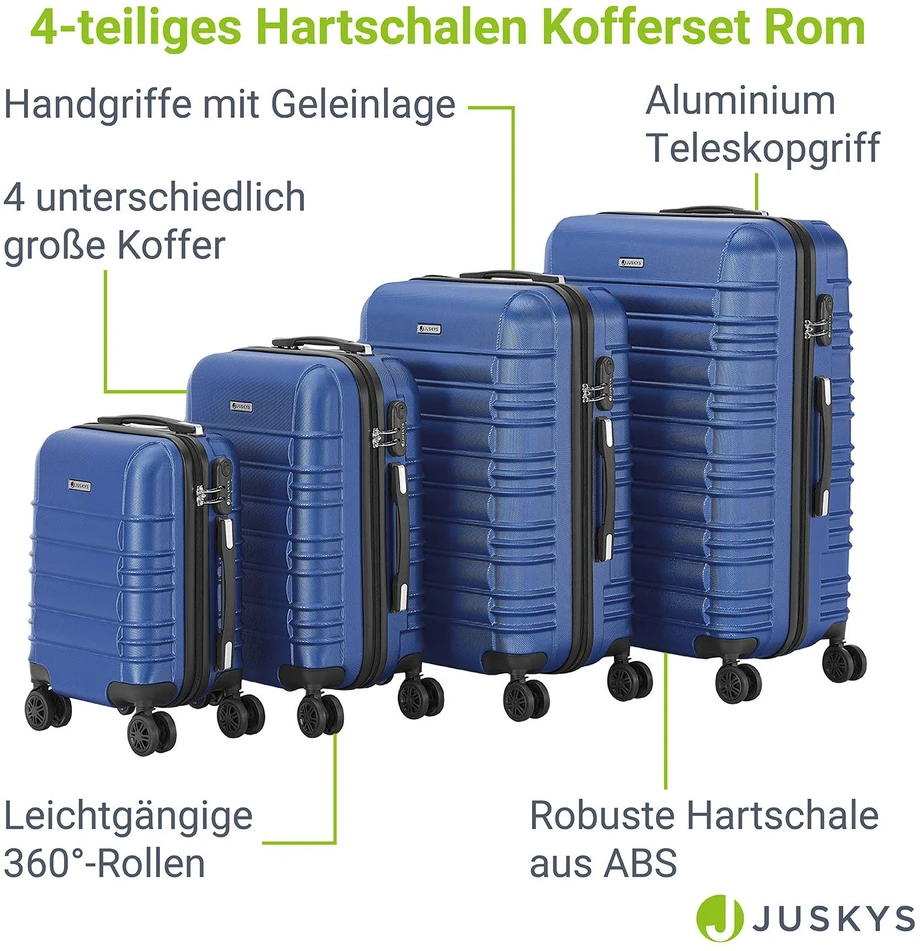Kelioninis Juskys Kietasis lagaminų rinkinys Rom 4 vnt mėlynas