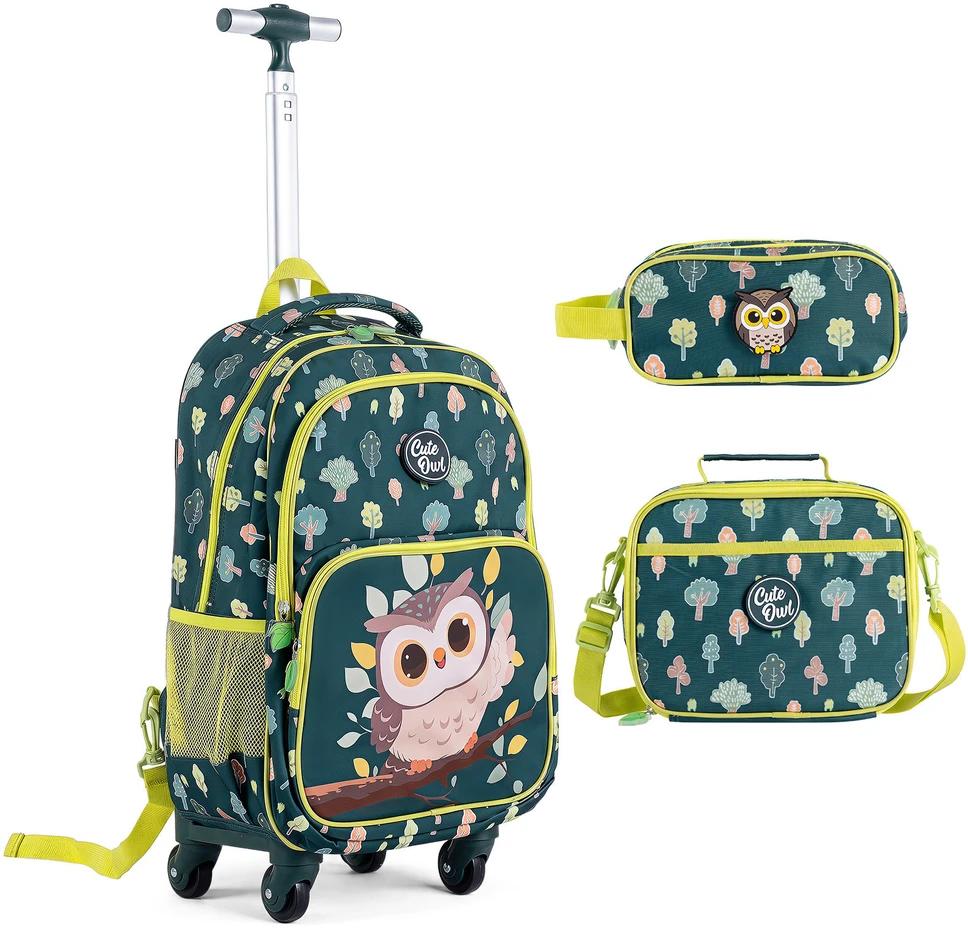 Kelioninis Promotions Vaikiškas ratinis kuprinės komplektas, 3 dalių, 33,5x23,5x103 cm, žalias
