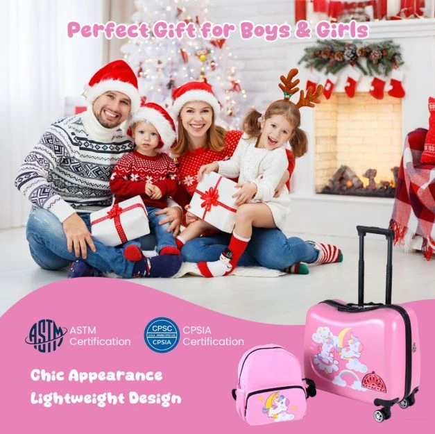 Kelioninis Promotions Vaikiškų lagaminų rinkinys 2 vnt. 47 cm lagaminas ir 28 cm kuprinė rožinė
