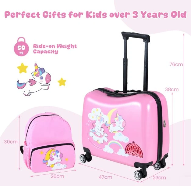Kelioninis Promotions Vaikiškų lagaminų rinkinys 2 vnt. 47 cm lagaminas ir 28 cm kuprinė rožinė