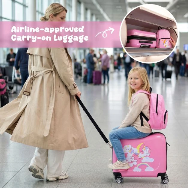 Kelioninis Promotions Vaikiškų lagaminų rinkinys 2 vnt. 47 cm lagaminas ir 28 cm kuprinė rožinė