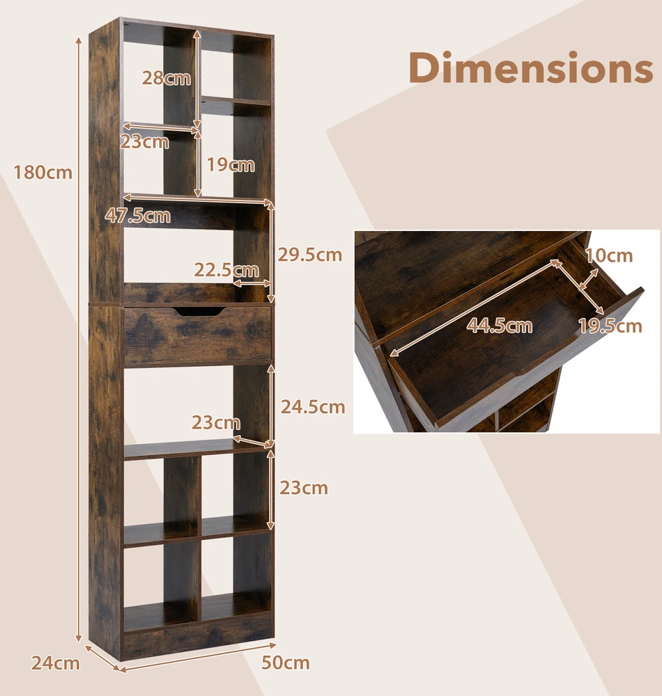 KNYGA Promotions Knygų spinta 50x24x180 cm Ruda, sandėliavimui