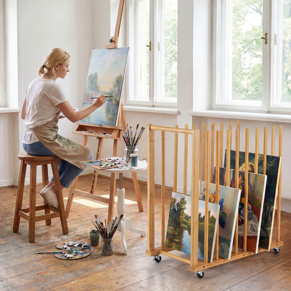 KNYGA Promotions Lentynų stovas daiktams 75x40x81 cm natūralus