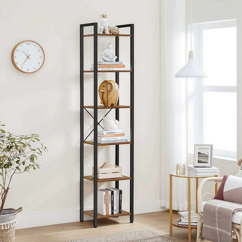 Songmics Vasagle Knygų spinta vintažinė ruda-juoda
