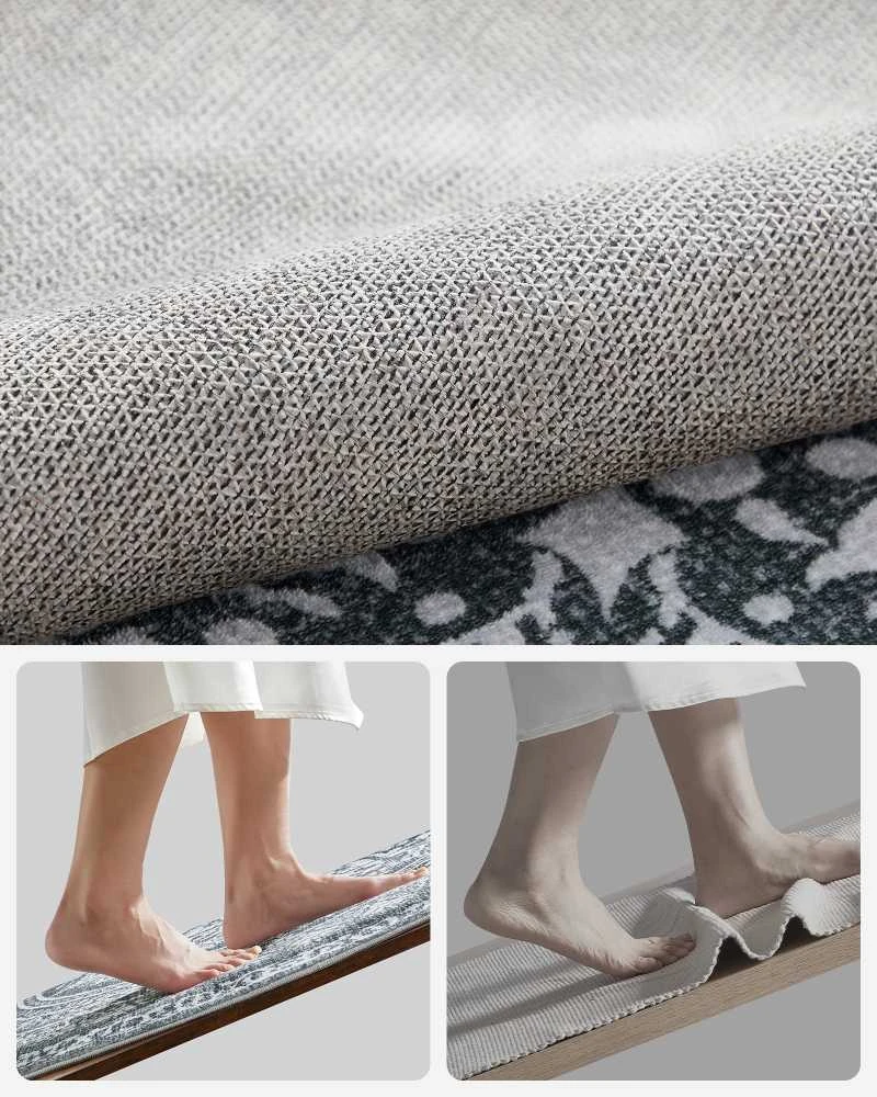 SONGMICS HOME Apvalus kilimas 160 cm skersmens Boho stiliaus antracito pilkos spalvos