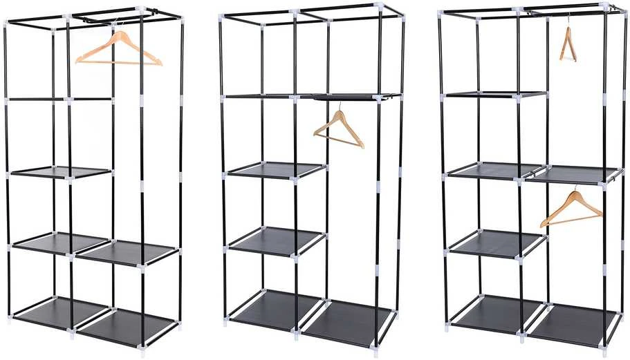 Songmics Audinys drabužių spinta 170 x 88 cm juoda