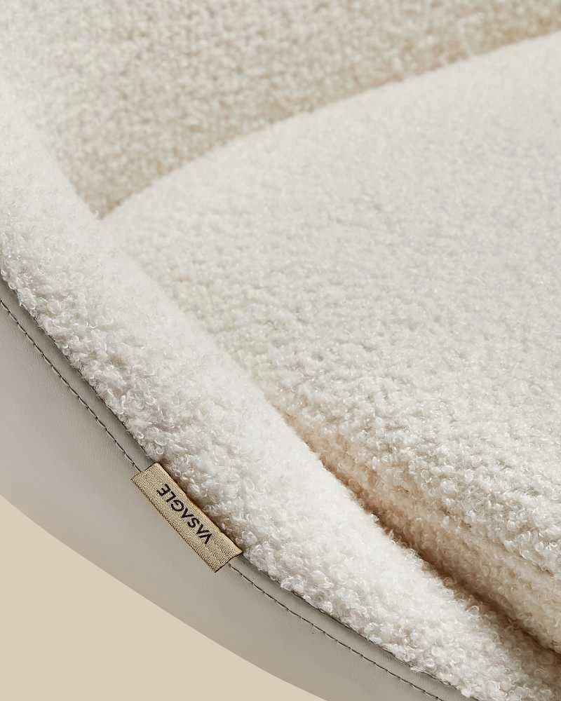 Songmics Velvetinė biuro kėdė, reguliuojamo aukščio, cappuccino smėlio spalvos ir debesų baltumo