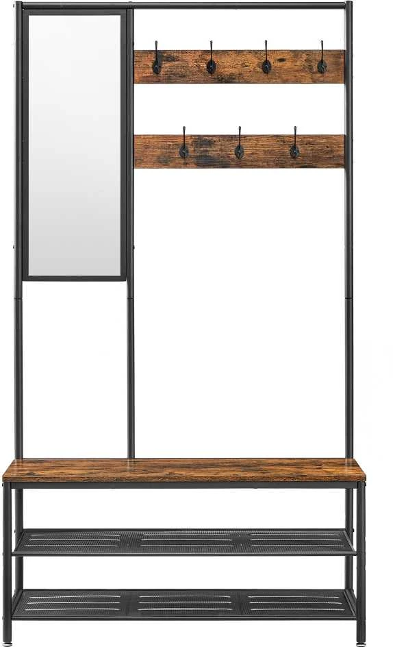 Songmics Drabužių kabykla, 98x35x180 cm, juoda, ruda