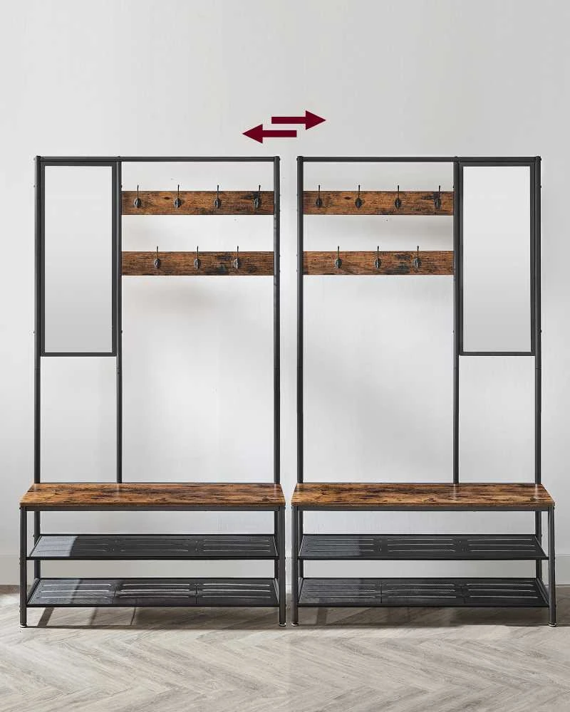 Songmics Drabužių kabykla, 98x35x180 cm, juoda, ruda