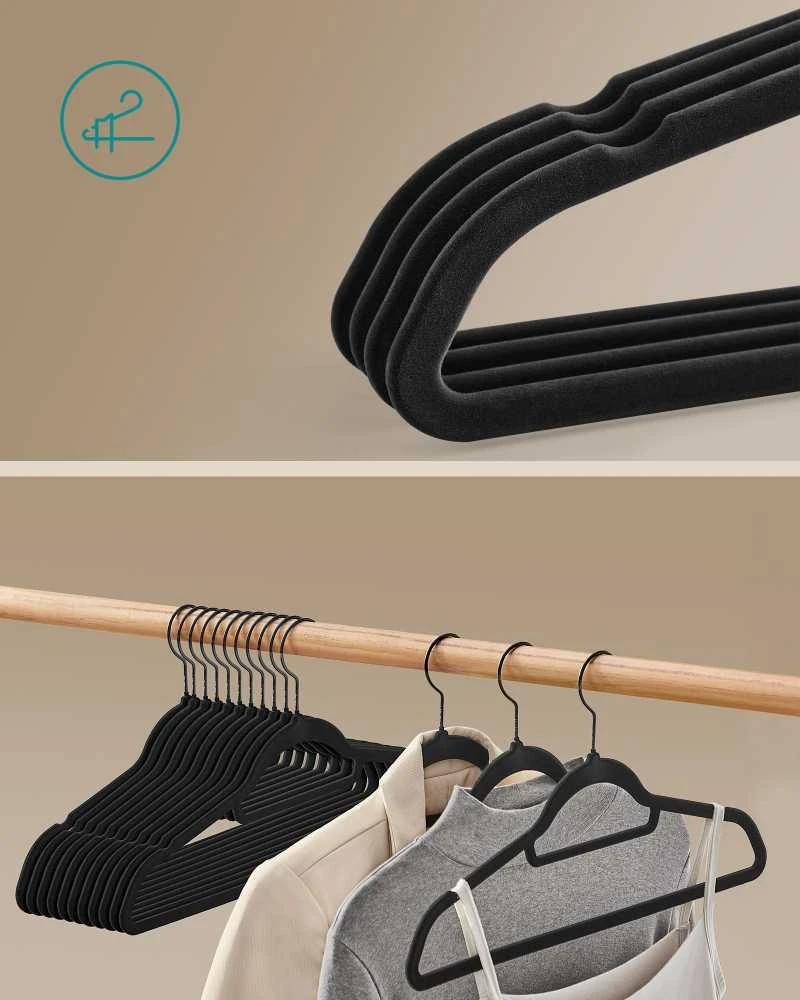 Songmics 50 kabyklų komplektas 43,5 cm ilgio juodos spalvos