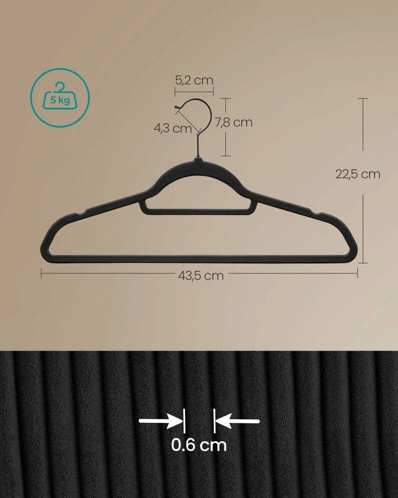 Songmics 50 kabyklų komplektas 43,5 cm ilgio juodos spalvos