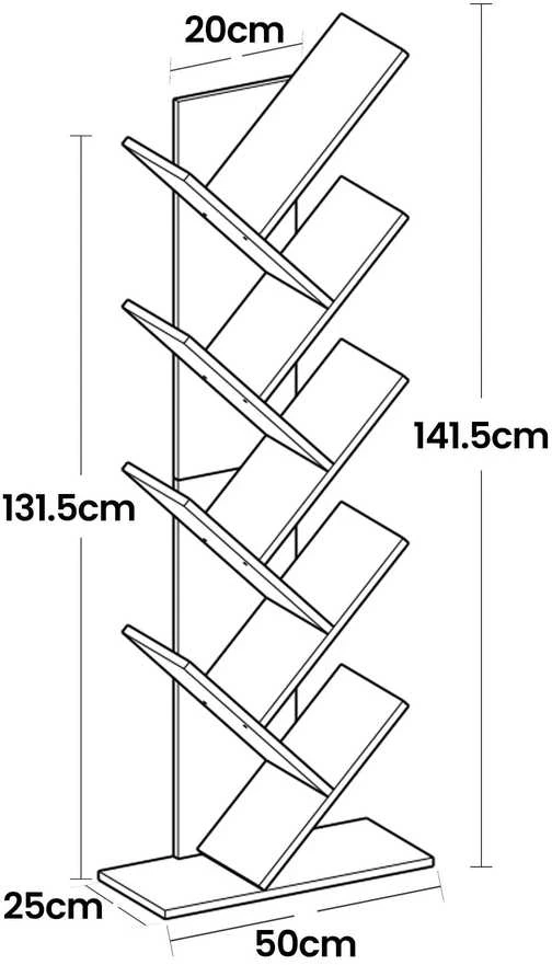 Songmics Knygų lentyna VASAGLE, 8 lentynos, 25x50x141,5 cm