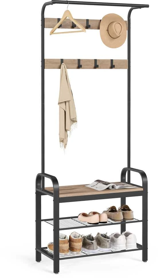 Songmics Vasagle Drabužių lentyna su 9 nuimamais kabliukais 33,7 x 72 x 183 cm