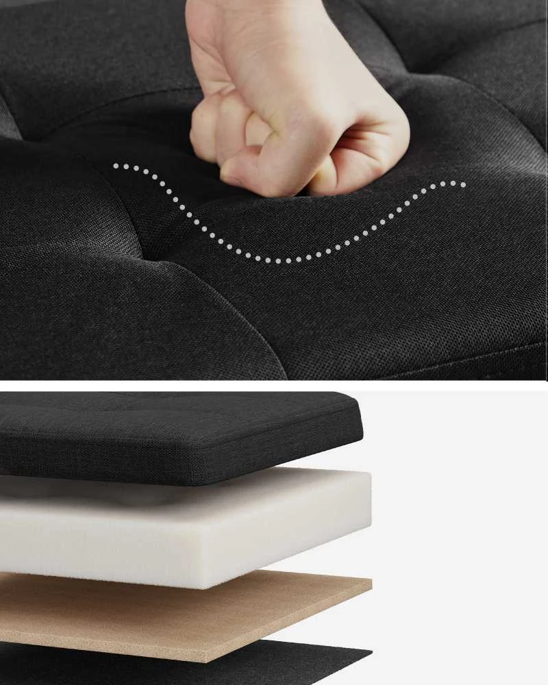 Songmics Sulankstomas 76 cm suolas su daiktadėže, juodas