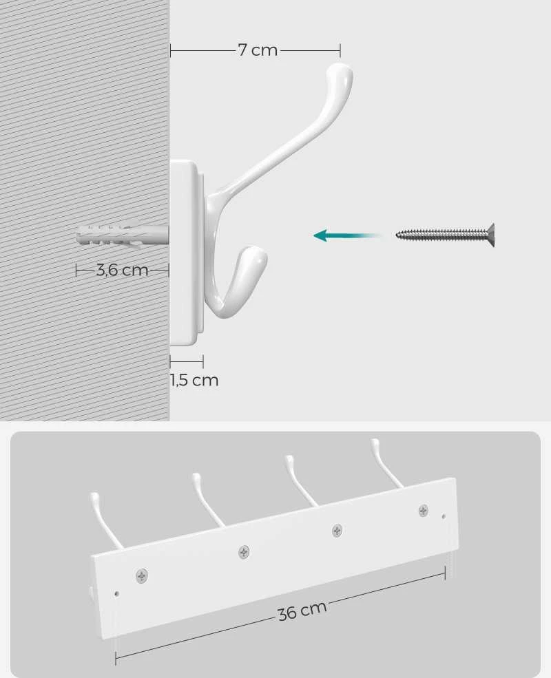 Songmics 4 trigubi kabliukai