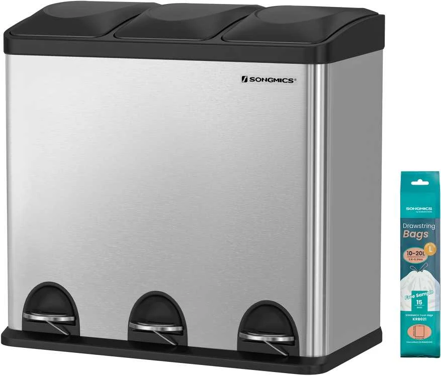 Songmics Atliekų separatorius 54 litrai (3 x 18 L)
