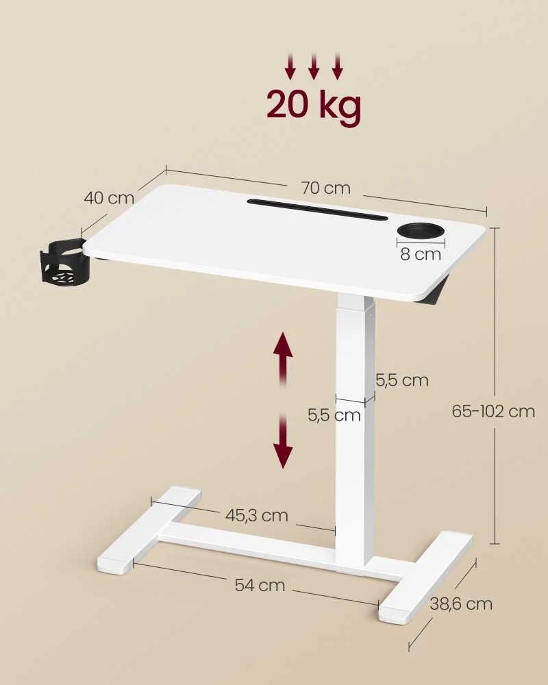 Vasagle Reguliuojamo aukščio stalas 70x40x-65-102cm