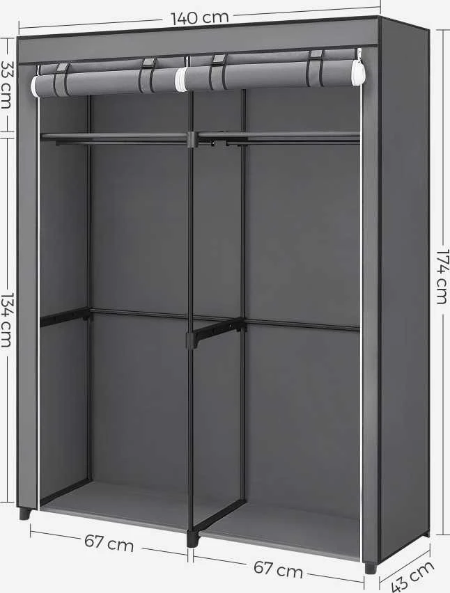 Songmics Spinta, 140x43x174 cm, Pilka