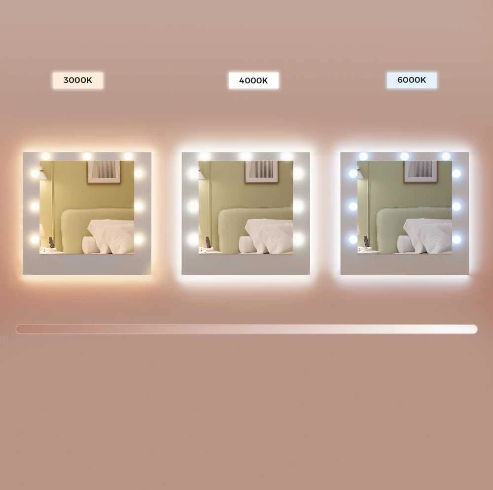 Vasagle Kosmetinis staliukas su LED veidrodžiu ir spintelėmis 40 x 107 x 144 cm