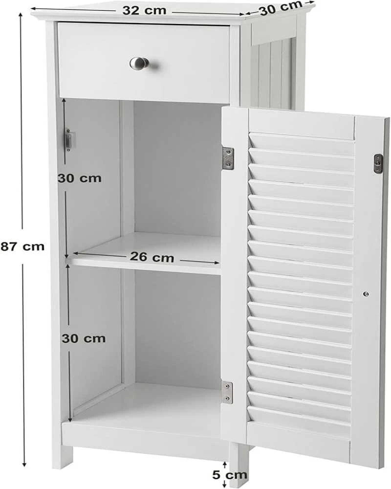 Songmics Vasagle Schmaler Badschrank mit Lamellentür