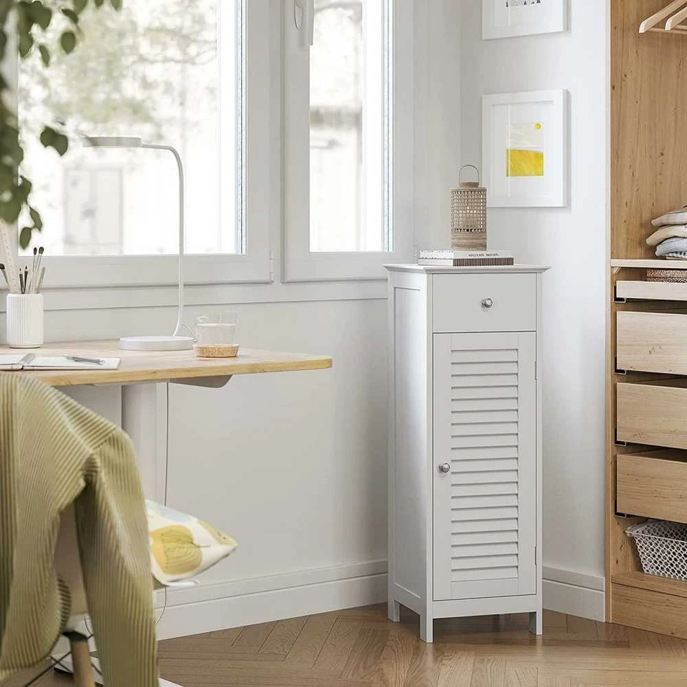 Songmics Vasagle Schmaler Badschrank mit Lamellentür