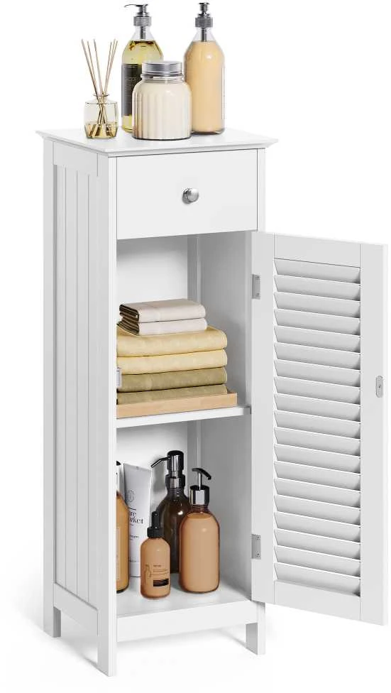 Songmics Vasagle Schmaler Badschrank mit Lamellentür