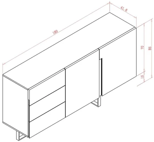 Komoda, 180 x 85 x 42 cm, Hudson, smėlio spalvos
