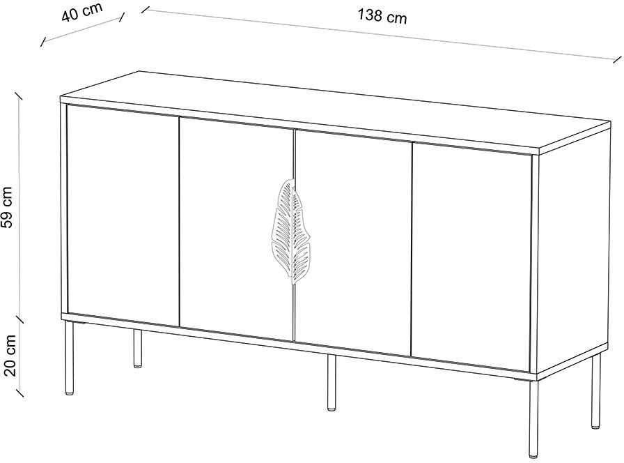 Komoda, Skandica MERLIN, 130x40 cm, Balta