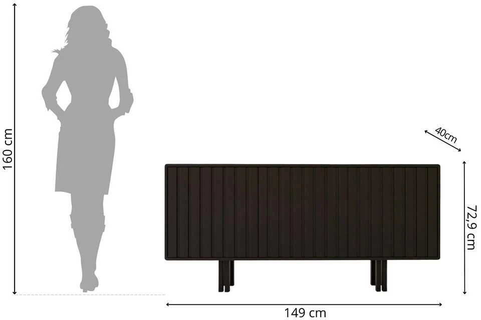 Komoda, Skandica VIGGE, 149x40 cm, Juoda