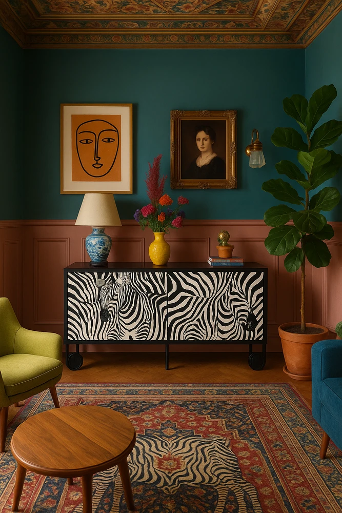 Komoda su durelėmis, Zebra, Stilig, juoda