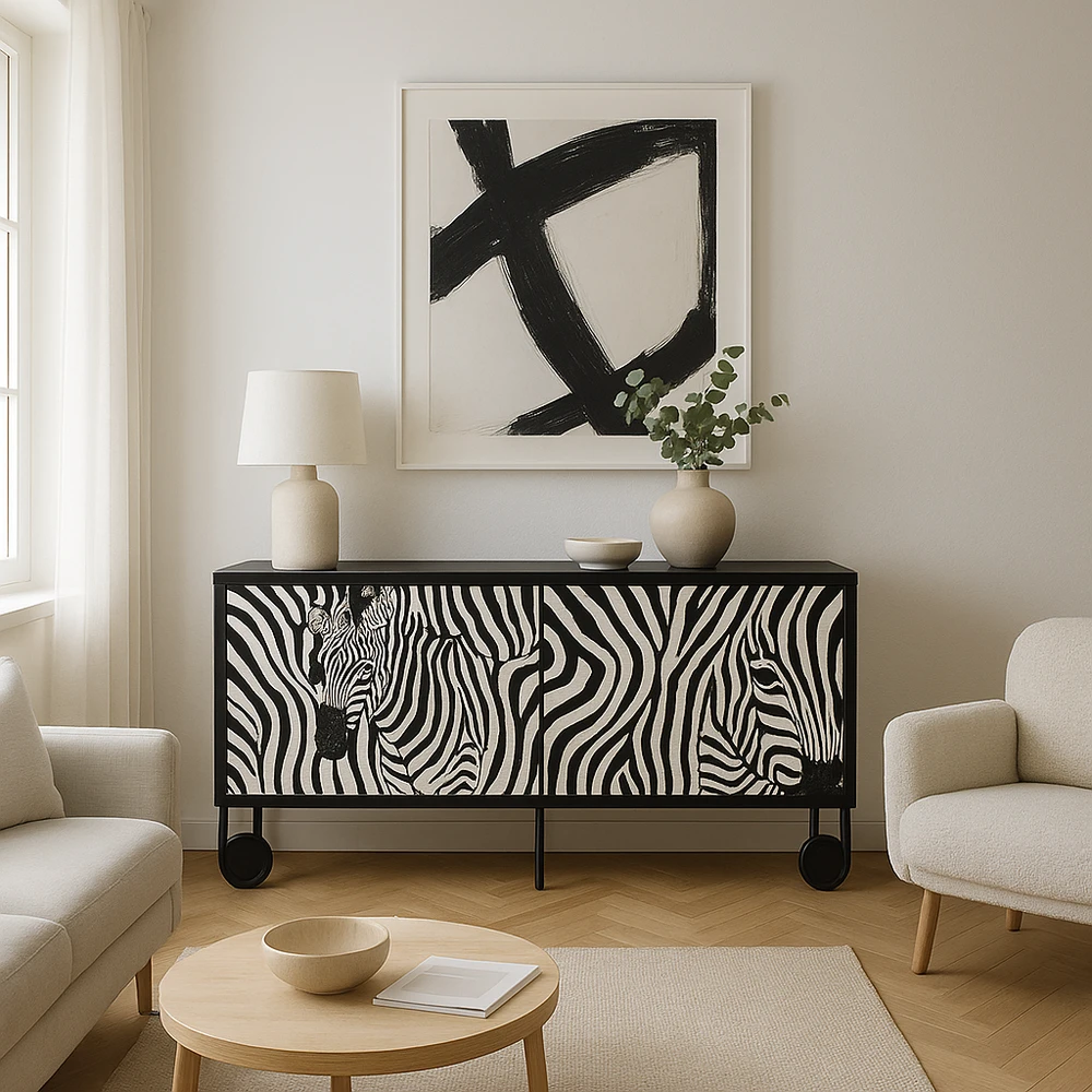 Komoda su durelėmis, Zebra, Stilig, juoda