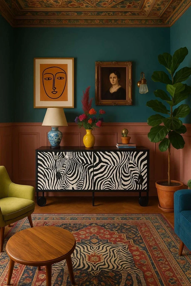 Komoda su durelėmis, Zebra, Stilig, juoda