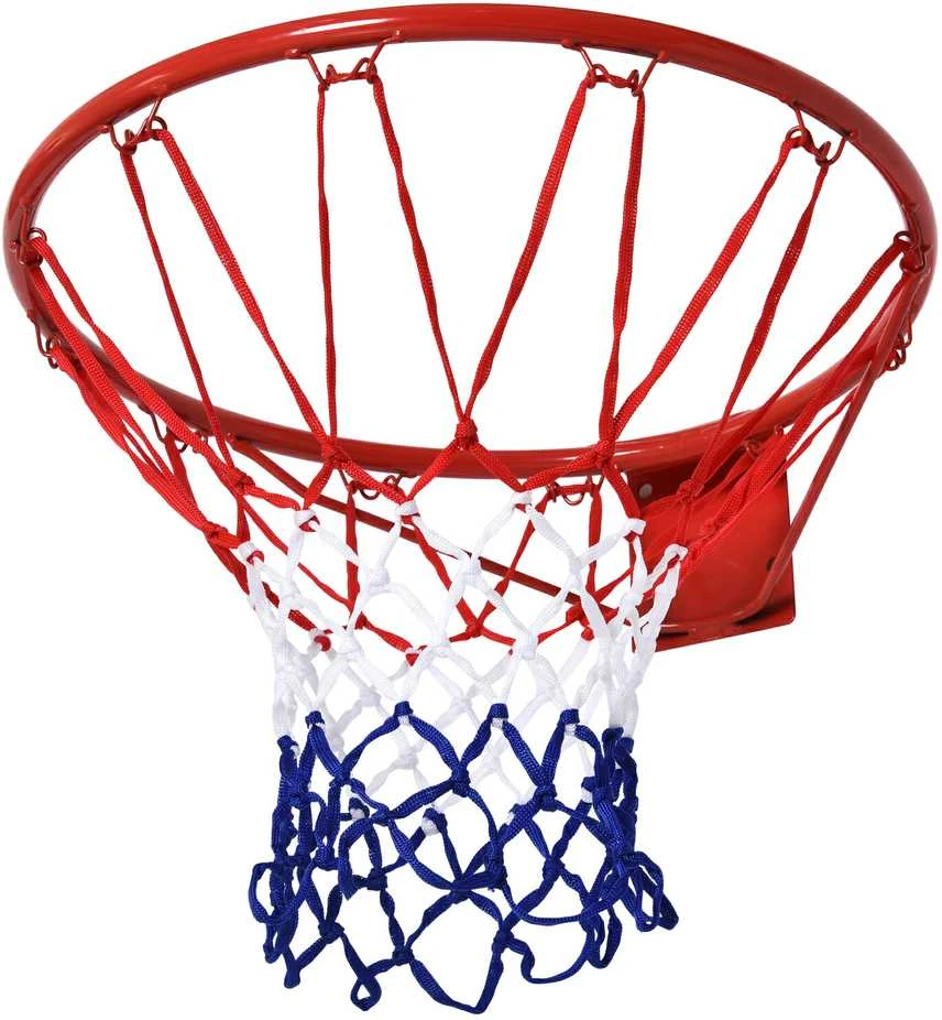 HOMCOM krepšinio tinklelis, krepšinio lankas su tinkleliu, plieno vamzdis + nailonas, raudona + mėlyna + balta, ø46 cm