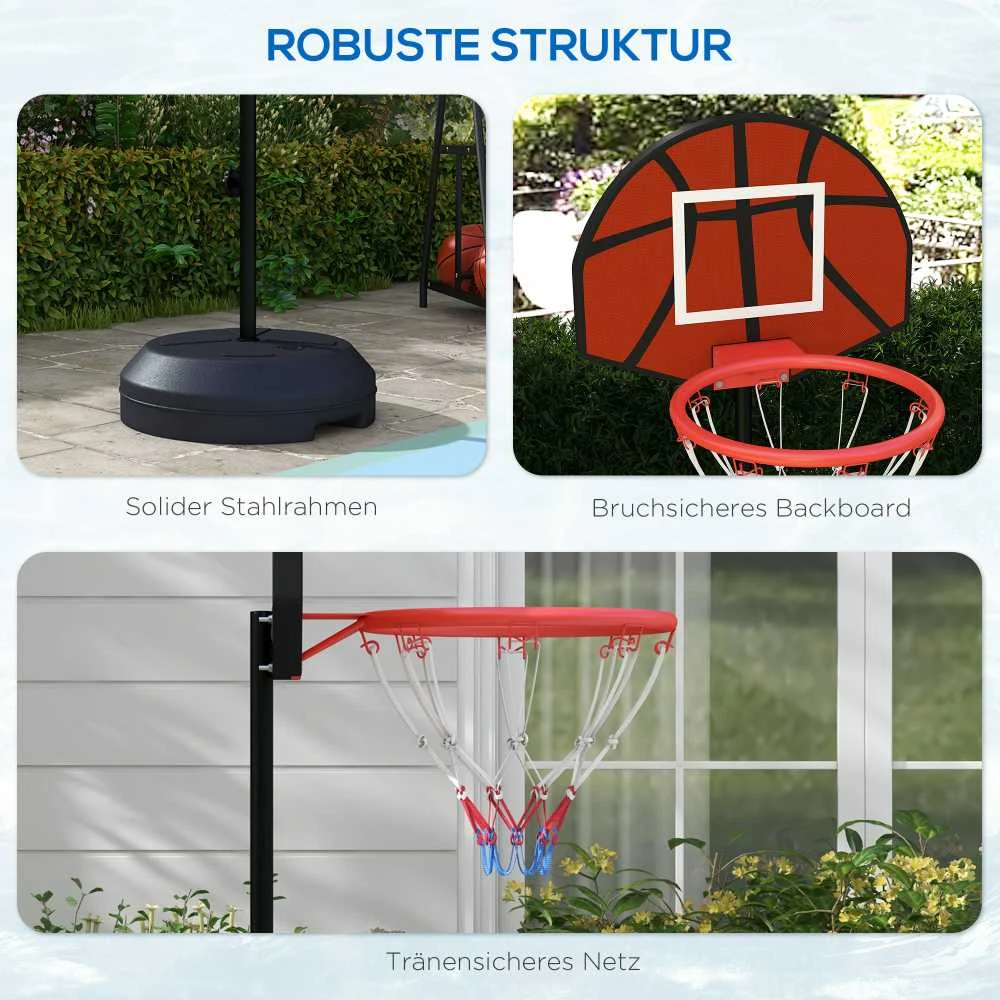 SPORTNOW reguliuojamas krepšinio stovas, krepšinio stovas su magnetiniu smiginiu, 129–179 cm