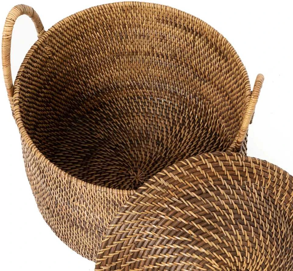 Bazaar Krepšys, koloninio stiliaus rankenos, 0,4x0,4x0,39 m, natūraliai ruda